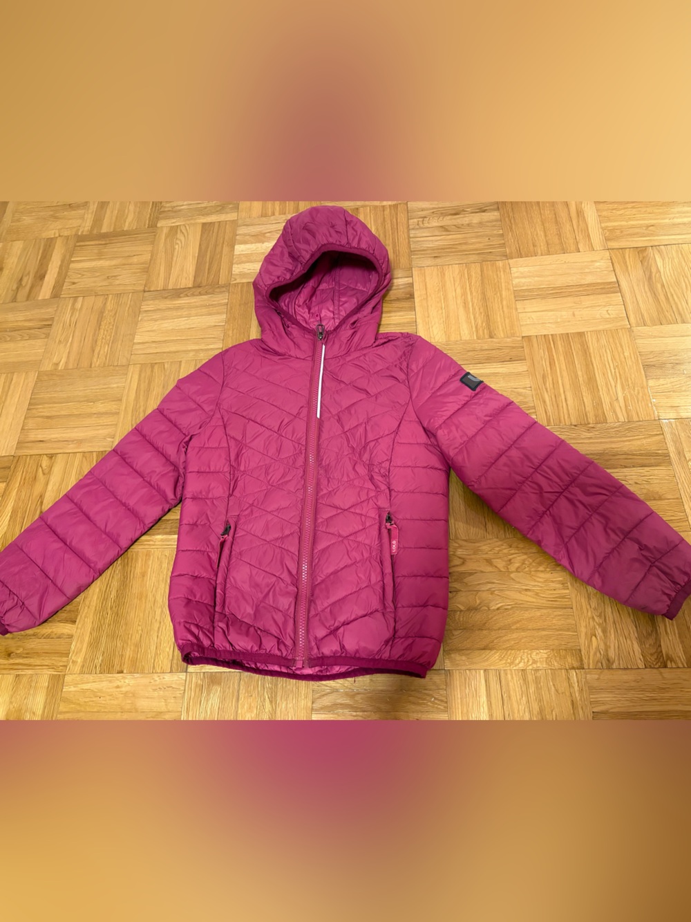 Loöle Lightweight Hooded Puffer Jacket - Fuchsia size small 6 years